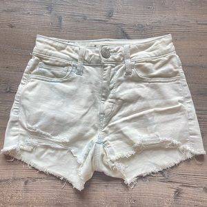 American Eagle ~ White Distressed Shorts with Blue Tie Dye